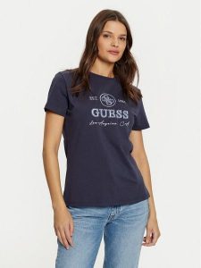 Guess T-Shirt V5RI05 J1314 Granatowy Regular Fit. Niebieskie t-shirty Guess, xs, z aplikacjami, z bawełny, bez kołnierzyka, bez ramiączek. Za 109,99 zł.