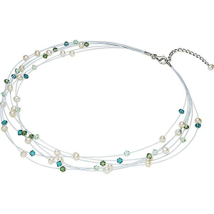 Naszyjnik z perłami słodkowodnymi i kryształkami Swarovski - dł. 43 cm. Białe naszyjniki marki Pearls Special. W wyprzedaży za 136,95 zł.