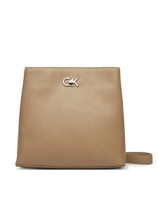 Calvin Klein Torebka Ck Bucket Bag K60K612803 Beżowy. Brązowe listonoszki Calvin Klein, bez wzorów, ze skóry, bez dodatków. Za 329,99 zł.
