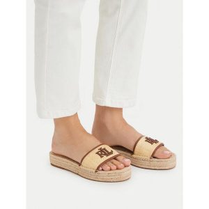 Klapki LAUREN RALPH LAUREN. Brązowe klapki Lauren Ralph Lauren, bez wzorów, bez obcasa. Za 426,99 zł.