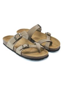 Mandel Skórzane japonki w kolorze szarobrązowym rozmiar: 38. Brązowe klapki Mandel, bez wzorów, z otwartym noskiem, bez obcasa. Za 173,99 zł.