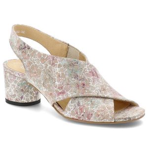 Beżowe Sandały Simen Eleganckie Wzorzyste Obuwie Damskie. Brązowe sandały Simen, bez wzorów, ze skóry, bez obcasa, na obcasie, bez zapięcia. Za 379,00 zł.