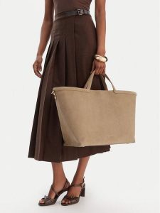 GINO ROSSI Torebka EO-LA224-19153A Beżowy. Brązowe shopper bag Gino Rossi, bez wzorów, ze skóry, bez dodatków. Za 659,99 zł.