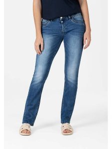 Timezone Dżinsy "Tahila" - Slim fit - w kolorze niebieskim rozmiar: W30/L32. Niebieskie jeansy Timezone, z aplikacjami. Za 136,13 zł.