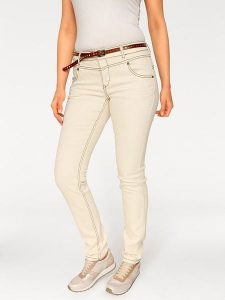 Heine Dżinsy - Skinny fit - w kolorze kremowym rozmiar: 22. Brązowe jeansy Heine, bez wzorów, z podwyższonym stanem. Za 165,99 zł.