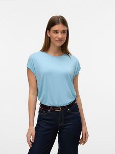 Vero Moda Koszulka w kolorze błękitnym rozmiar: S. Niebieskie bluzki Vero Moda, s, bez wzorów, bez kołnierzyka, bez ramiączek. Za 57,06 zł.
