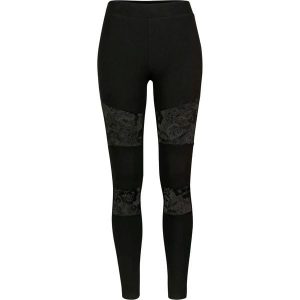 Damskie legginsy urban classic z wstawkami z koronki. Czarne legginsy Urban Classics, bez wzorów, z koronki. Za 142,50 zł.