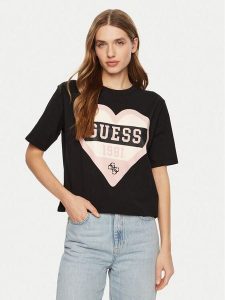 Guess T-Shirt V5RI01 I3Z14 Czarny Regular Fit. Czarne t-shirty Guess, s, z aplikacjami, z bawełny, bez kołnierzyka, bez ramiączek. Za 109,99 zł.
