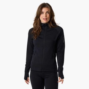 Bluza turystyka damska Swedemount Ultra Light Tech Midlayer Hood szybkoschnąca. Czarne bluzy SWEDEMOUNT, bez wzorów, bez kaptura. Za 222,00 zł.