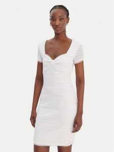 Guess Sukienka codzienna W6GK15 K2950 Biały Slim Fit. Białe sukienki Guess, na co dzień, s, z aplikacjami, z syntetyku, bez kołnierzyka, bez ramiączek, proste. Za 569,99 zł.