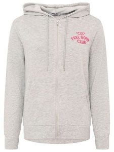 Zwillingsherz Bluza "Feel Good Club" w kolorze szarym rozmiar: L/XL. Szare bluzy Zwillingsherz, l, bez wzorów, z bawełny, bez kaptura. Za 175,26 zł.