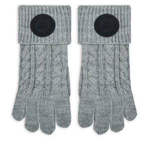 Rękawiczki Damskie Guess. Szare rękawiczki Guess, z aplikacjami, z dzianiny. Za 129,99 zł.