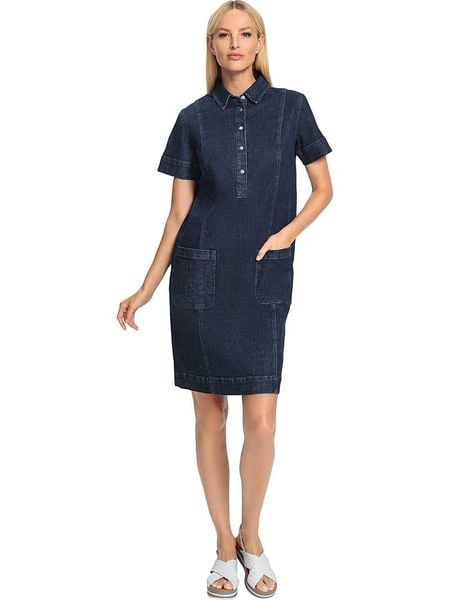 Heine Sukienka dżinsowa w kolorze granatowym rozmiar: 40. Niebieskie sukienki Heine, na co dzień, bez wzorów, bez kołnierzyka, bez ramiączek, mini, proste. Za 78,47 zł.