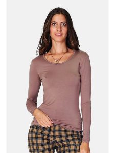 ASSUILI Koszulka w kolorze szarobrązowym rozmiar: 36. Brązowe bluzki Assuili, bez wzorów, klasyczne, bez kołnierzyka, bez ramiączek. Za 70,24 zł.