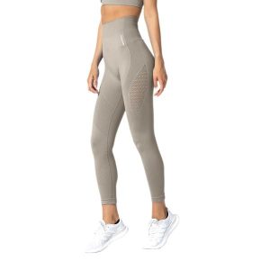 Legginsy bezszwowe Phase latte. Brązowe legginsy Carpatree, bez wzorów, z elastanu, z podwyższonym stanem. Za 73,99 zł.