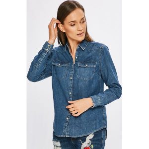 Tommy Jeans - Koszula Western. Szare koszule marki Tommy Jeans, z bawełny, z klasycznym kołnierzykiem, z długim rękawem. W wyprzedaży za 219,90 zł.