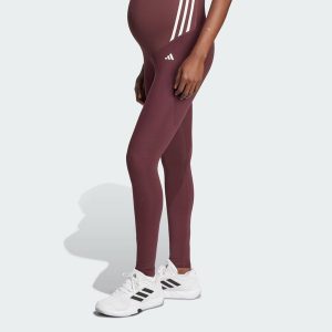 Legginsy Optime Essentials Full-Length (Maternity). Brązowe legginsy ADIDAS, bez wzorów, z materiału. W wyprzedaży za 175,25 zł.