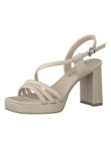 Marco Tozzi Sandały w kolorze beżowym rozmiar: 37. Brązowe sandały Marco Tozzi, bez wzorów, z otwartym noskiem, bez obcasa, na koturnie, bez zapięcia. Za 159,95 zł.