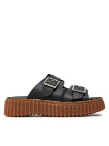 Clarks Klapki Torhill Slide 26176428 Czarny. Czarne klapki Clarks, bez wzorów, ze skóry, bez obcasa. Za 349,99 zł.