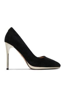 Nine West Szpilki EO-CD25-218-1 Czarny. Czarne szpilki Nine West, bez wzorów, z materiału, bez obcasa. Za 289,99 zł.