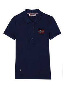 Geographical Norway Koszulka polo w kolorze granatowym rozmiar: S. Niebieskie bluzki Geographical Norway, s, bez wzorów, z bawełny, bez kołnierzyka, bez ramiączek. Za 74,63 zł.