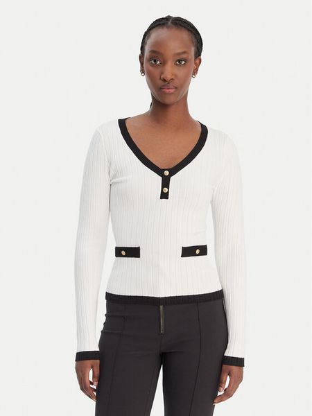 Guess Sweter W6RR26 Z3HP2 Biały Classic Fit. Białe swetry klasyczne Guess, xs, z syntetyku, bez kołnierzyka. Za 379,99 zł.