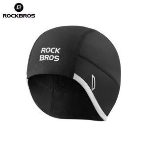 Czapka rowerowa do biegania sportowa pod kask ROCKBROS 18250007001 Termoaktywna. Czarne czapki ROCKBROS, bez wzorów, z materiału, sportowe. Za 35,99 zł.