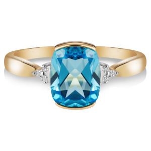 Złoty Pierścionek - złoto żółte 375, Topaz swiss blue,biały topaz. Pierścionki marki W.KRUK. Za 1 290,00 zł.