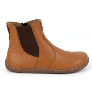 Olivier Damskie buty barefoot sztyblety z zamkiem ocieplane 1263 rude pomarańczowe. Brązowe botki bez wzorów, ze skóry, bez obcasa, bez zapięcia. Za 529,52 zł.