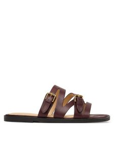 Guess Klapki FLJGRY LEA03 Bordowy. Czerwone klapki Guess, z aplikacjami, ze skóry, bez obcasa. Za 458,99 zł.