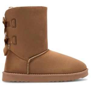 Śniegowce DeeZee. Brązowe buty zimowe DeeZee, bez obcasa, bez zapięcia. Za 97,99 zł.