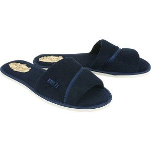 METEOR 041 IZABELA granatowy, kapcie damskie. Niebieskie kapcie Meteor, bez wzorów, z tkaniny. Za 35,99 zł.