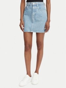 Calvin Klein Jeans Spódnica jeansowa LV047G727G Niebieski jasny Regular Fit. Niebieskie spódnice Calvin Klein Jeans, bez wzorów, z bawełny. Za 409,99 zł.