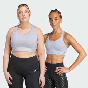 Biustonosz FastImpact Luxe Run High-Support. Szare buty sportowe ADIDAS, bez wzorów, z materiału, bez zapięcia, na fitness i siłownię. Za 349,00 zł.