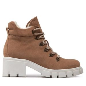 Trzewiki Filipe. Brązowe botki Filipe, bez wzorów, bez obcasa, na słupku, bez zapięcia. Za 559,99 zł.