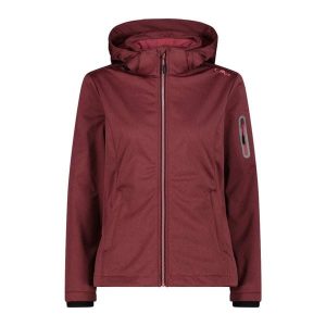 Damska kurtka turystyczna z kapturem CMP. Czerwone kurtki CMP, bez wzorów, z softshellu, z kapturem. Za 382,50 zł.