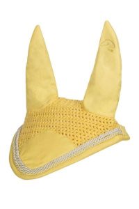 Krótki kapelusz dla koni HKM Essentials. Żółte kapelusze HKM, bez wzorów, z materiału, eleganckie. Za 133,50 zł.