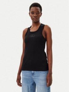Liu Jo Top WA5367 J0295 Czarny Regular Fit. Czarne topy Liu Jo, xs, bez wzorów, z bawełny, bez kołnierzyka, bez ramiączek. Za 149,99 zł.