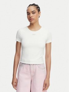 Tommy Jeans T-Shirt Athleisure Metal DW0DW22284 Biały Slim Fit. Białe t-shirty Tommy Jeans, l, bez wzorów, z jeansu, bez kołnierzyka, bez ramiączek. Za 209,99 zł.