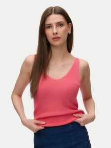 Vero Moda Top New Lex Sun 10281877 Koralowy Regular Fit. Pomarańczowe topy Vero Moda, s, bez wzorów, z wiskozy, bez kołnierzyka, bez ramiączek. Za 99,99 zł.