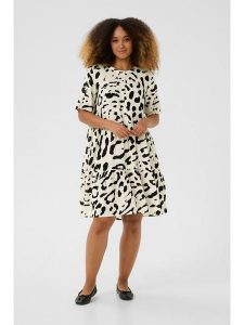 CULTURE Sukienka w kolorze kremowo-czarnym rozmiar: XL. Brązowe sukienki Culture, xl, bez wzorów, z wiskozy, bez kołnierzyka, bez ramiączek, midi. Za 154,95 zł.