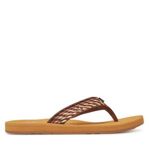 Japonki Roxy. Brązowe kalosze Roxy, bez wzorów. Za 89,99 zł.