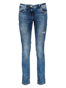 Cecil Dżinsy - Slim fit - w kolorze niebieskim rozmiar: W28/L32. Niebieskie jeansy Cecil, z aplikacjami, ze skóry. Za 74,63 zł.