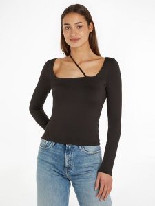 TOMMY JEANS Koszulka w kolorze czarnym rozmiar: M. Czarne bluzki Tommy Jeans, m, bez wzorów, z jeansu, bez kołnierzyka, bez ramiączek. Za 83,42 zł.