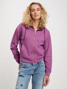 Cross Jeans Bluza w kolorze fioletowym rozmiar: XL. Różowe bluzy Cross Jeans, xl, bez wzorów, z bawełny, bez kaptura. Za 127,35 zł.