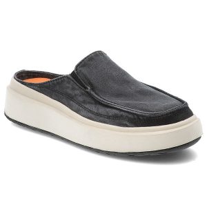 Klapki damskie Jeep, na grubej platformie materiałowe z okrągłym noskiem, czarne, JL51502A-062. Czarne klapki Jeep, bez wzorów, z materiału, z okrągłym noskiem, bez obcasa, na platformie. Za 246,99 zł.