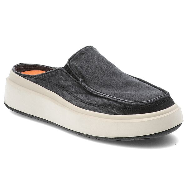 Klapki damskie Jeep, na grubej platformie materiałowe z okrągłym noskiem, czarne, JL51502A-062. Czarne klapki Jeep, bez wzorów, z materiału, z okrągłym noskiem, bez obcasa, na platformie. Za 260,90 zł.