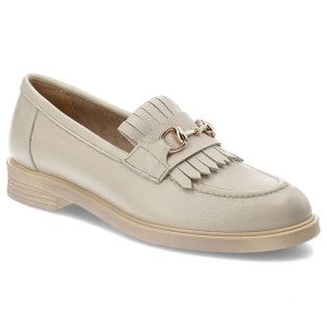 Beżowe Mokasyny Armodo Eleganckie Obuwie Damskie. Brązowe półbuty Armodo, bez wzorów, z nubiku, bez obcasa, na obcasie, bez zapięcia. Za 305,99 zł.