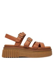 Clarks Sandały Evamar Strap 26185889 Brązowy. Brązowe sandały Clarks, bez wzorów, ze skóry, bez obcasa, na płaskiej podeszwie, bez zapięcia. Za 519,99 zł.