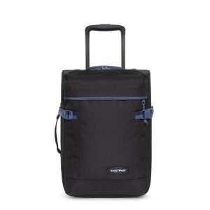 Walizka kabinowa na 4 kółkach z 2 głównymi przegrodami Eastpak. Czarne walizki Eastpak, bez wzorów. Za 553,50 zł.
